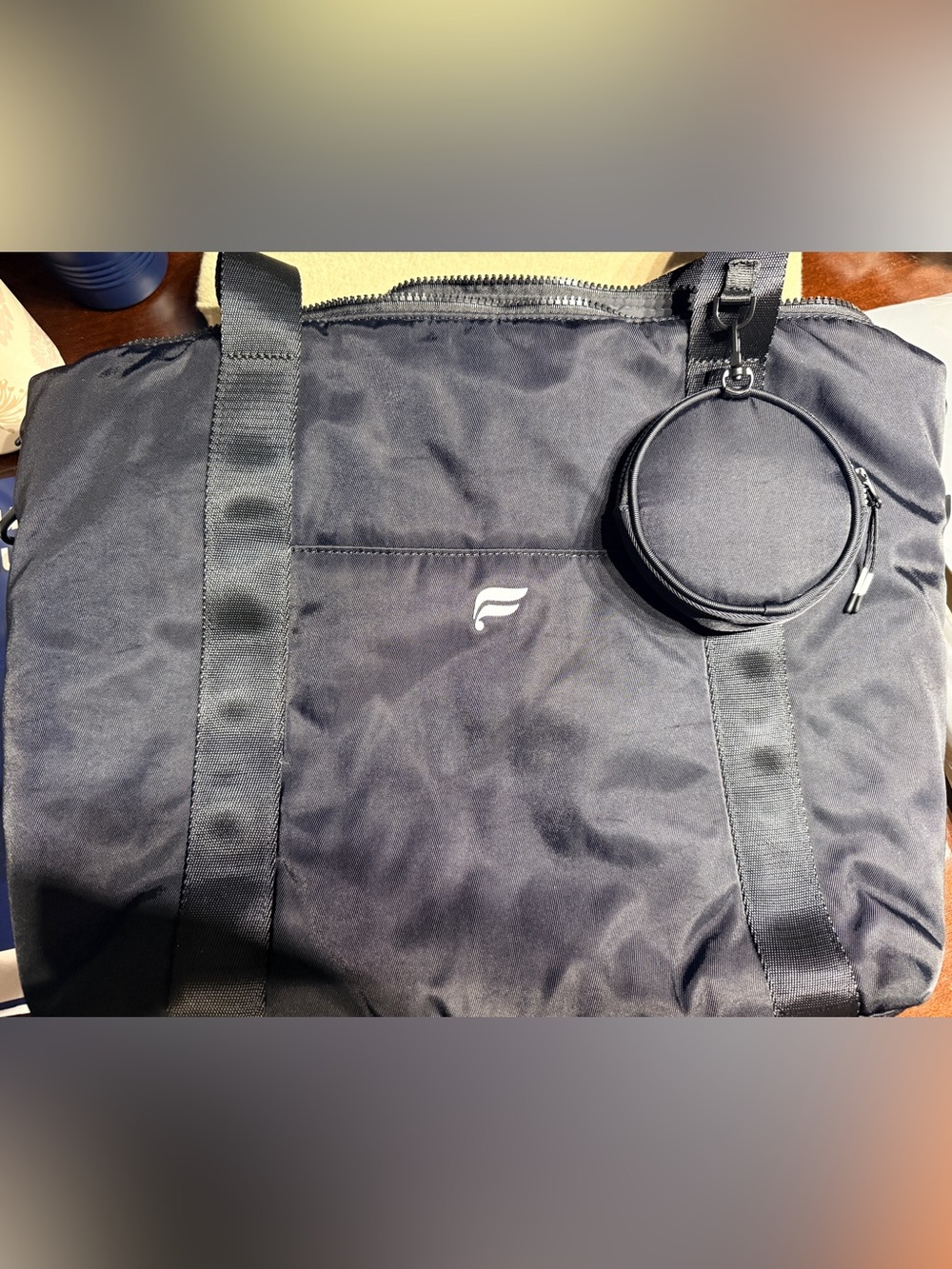 Fabletics Black Unisex Travel Tote Bag with Detachable Pouch